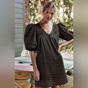 Summersalt The Cotton Pintuck Dress Womens Size Small Black Classic Comfort